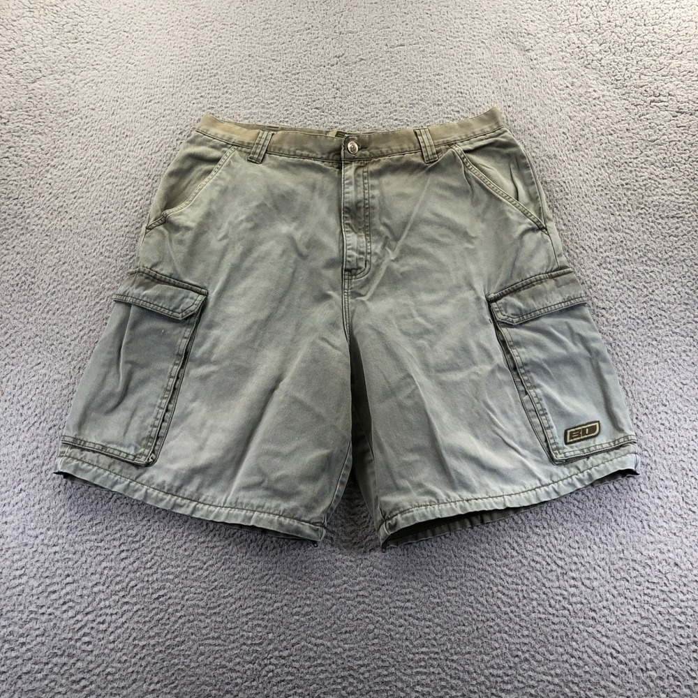 Vtg Breakdown Shorts Mens 36 Green Baggy Cargo Faded Wide Leg Skater Rave Y2K
